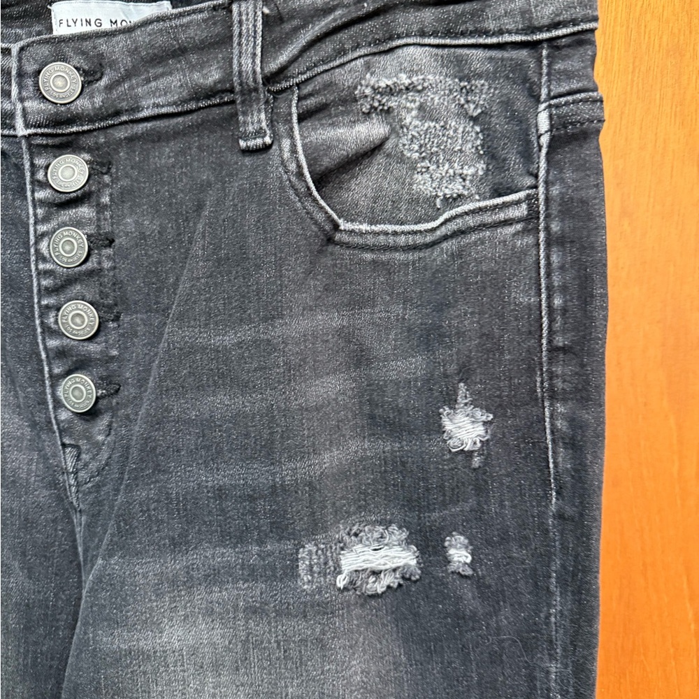 Flying Monkey Black Washed Button-Fly Flare Jeans - Picture 4 of 13